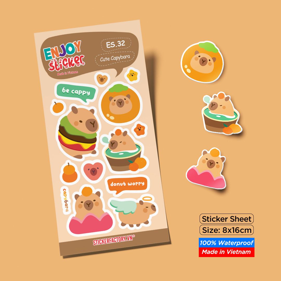 ES32 Cute Capybara -  Enjoy sticker sheet