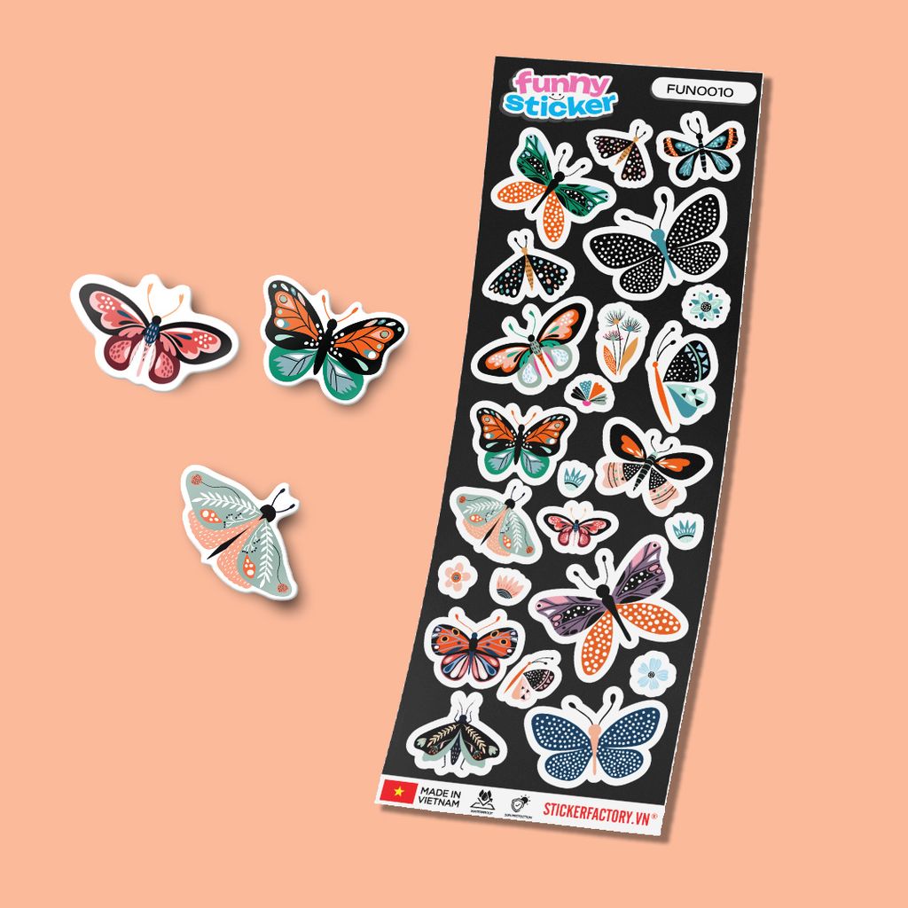 FUNNY0010 BUTTERFLY - Sticker hình dán