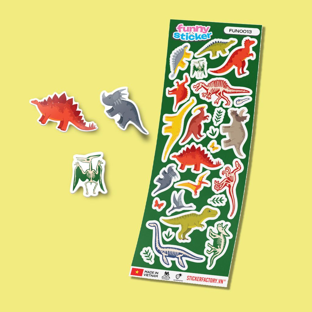 FUNNY0013 DINO WORLD - Sticker hình dán
