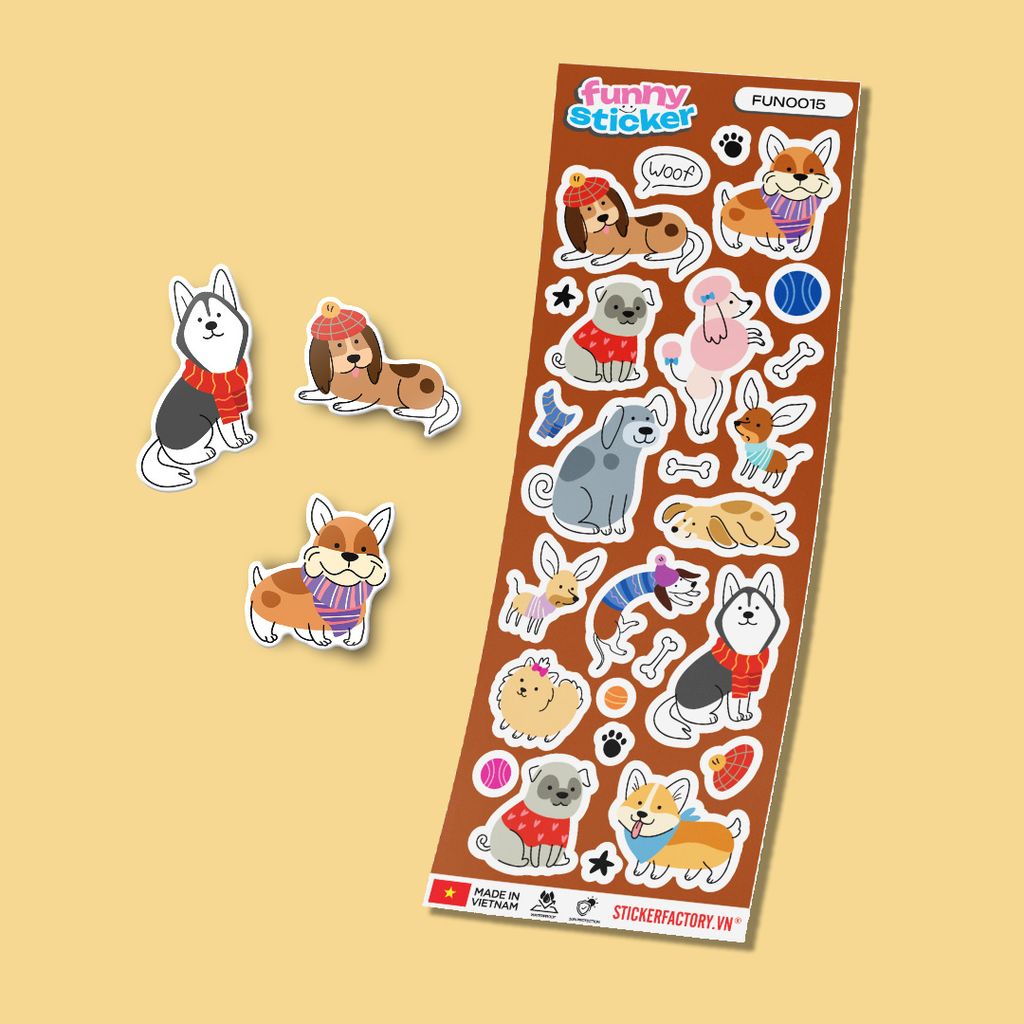 FUNNY0015 DOG FRIENDS - Sticker hình dán