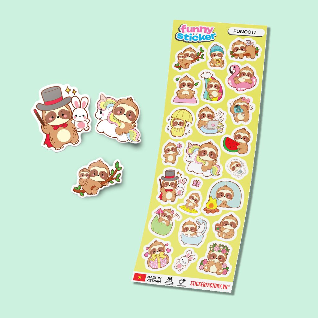 FUNNY0017 SLOTH LIFE - Sticker hình dán