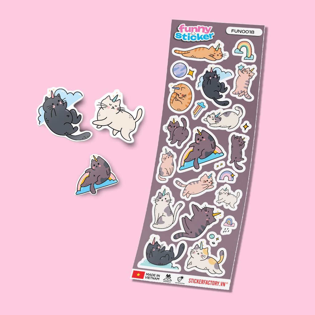 FUNNY0018 MOODY CATS - Sticker hình dán