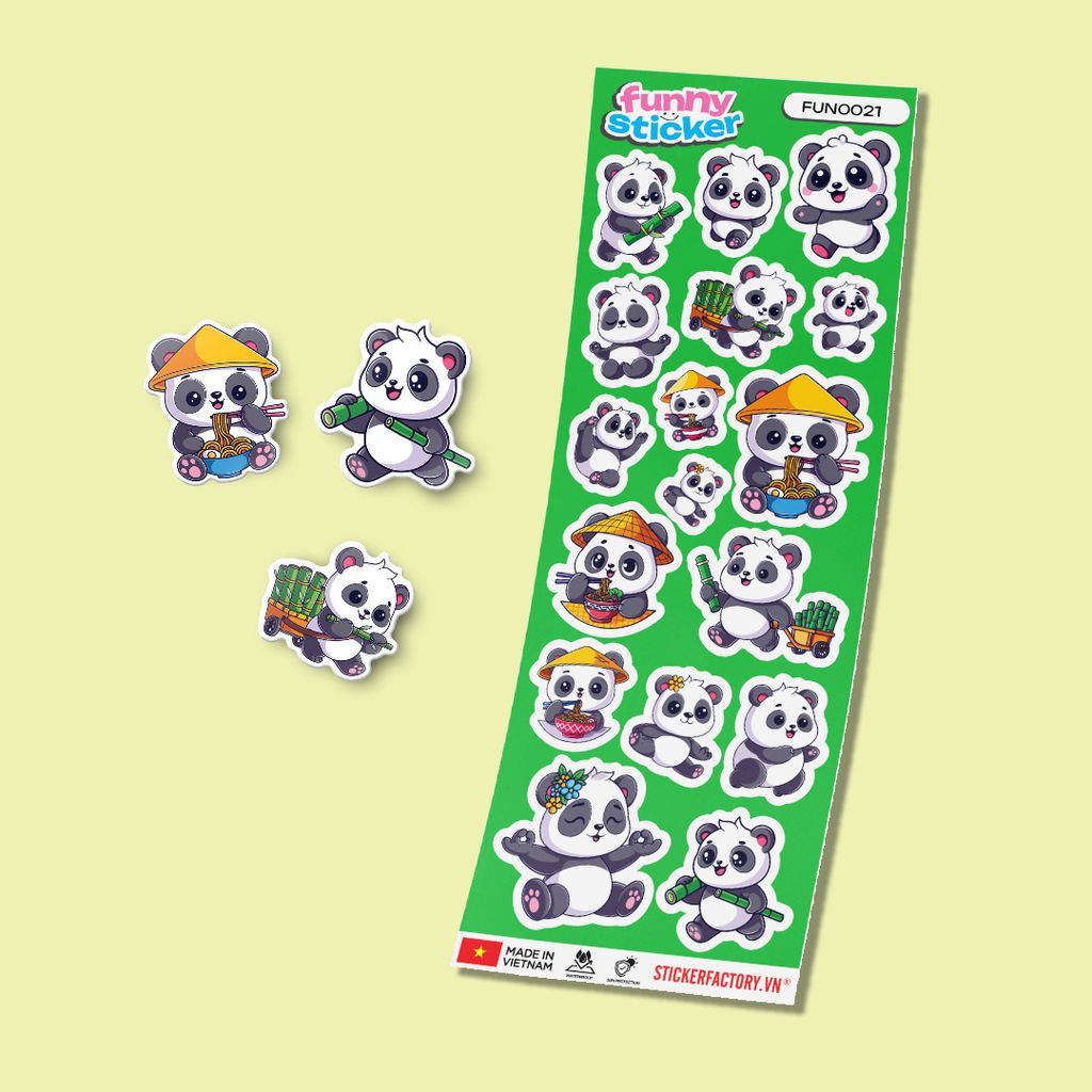 FUNNY0021 CUTE PANDA - Sticker hình dán