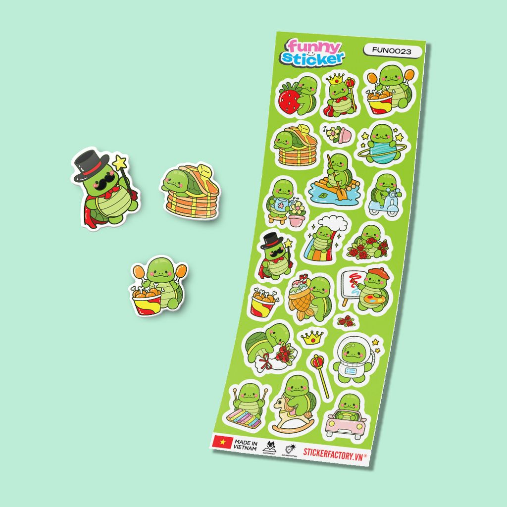 FUNNY0023 CUTE TURTLE - Sticker hình dán