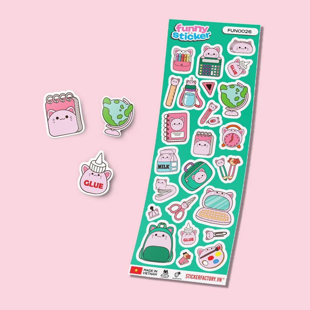 FUNNY0026 SCHOOL SUPPLIES - Sticker hình dán