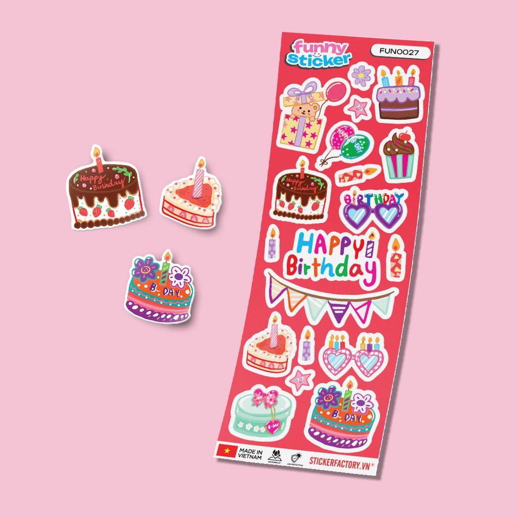 FUNNY0027 BIRTHDAY 1 - Sticker hình dán