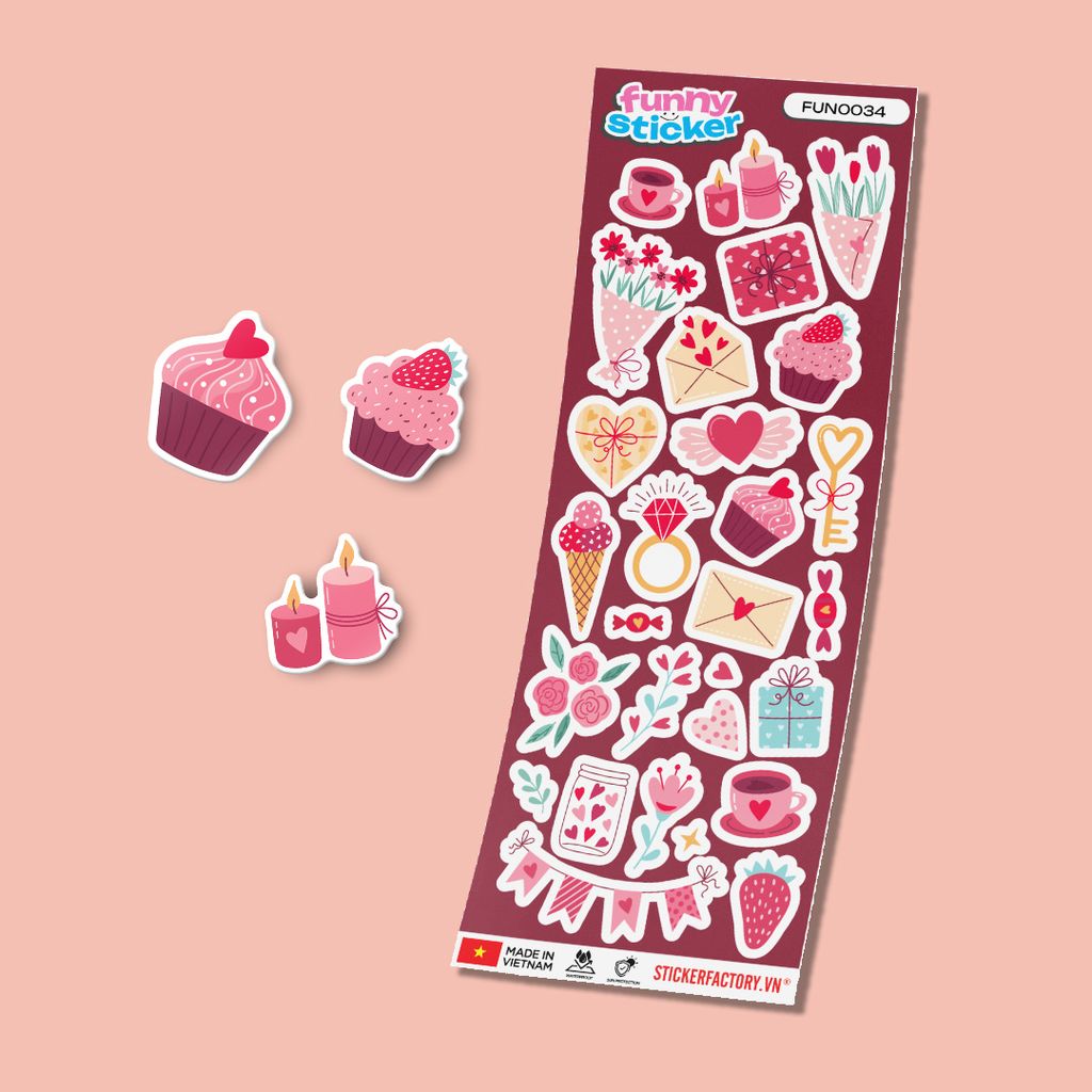FUNNY0034 VALENTINE SWEETS - Sticker hình dán