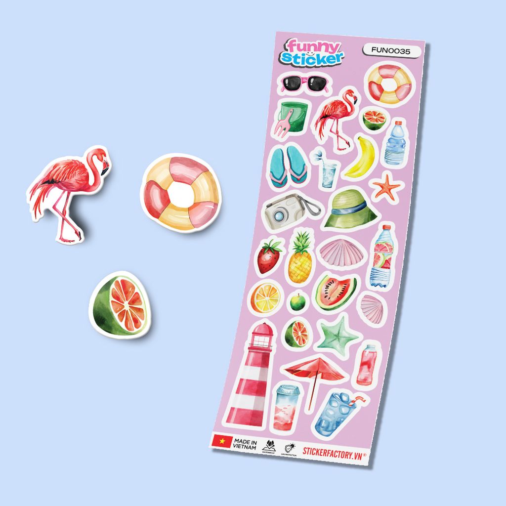 FUNNY0035 SUMMER VIBES - Sticker hình dán