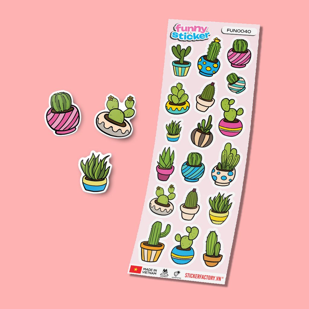 FUNNY0040 CACTUS COLLECTION - Sticker hình dán