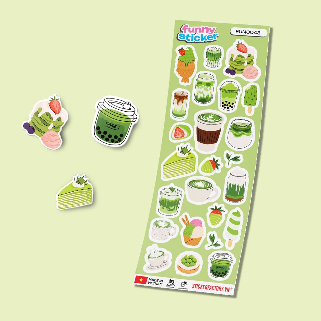 FUNNY0043 MATCHA - Sticker hình dán