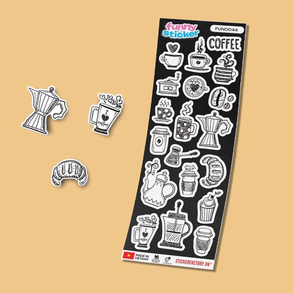 FUNNY0044 VINTAGE COFFEE - Sticker hình dán