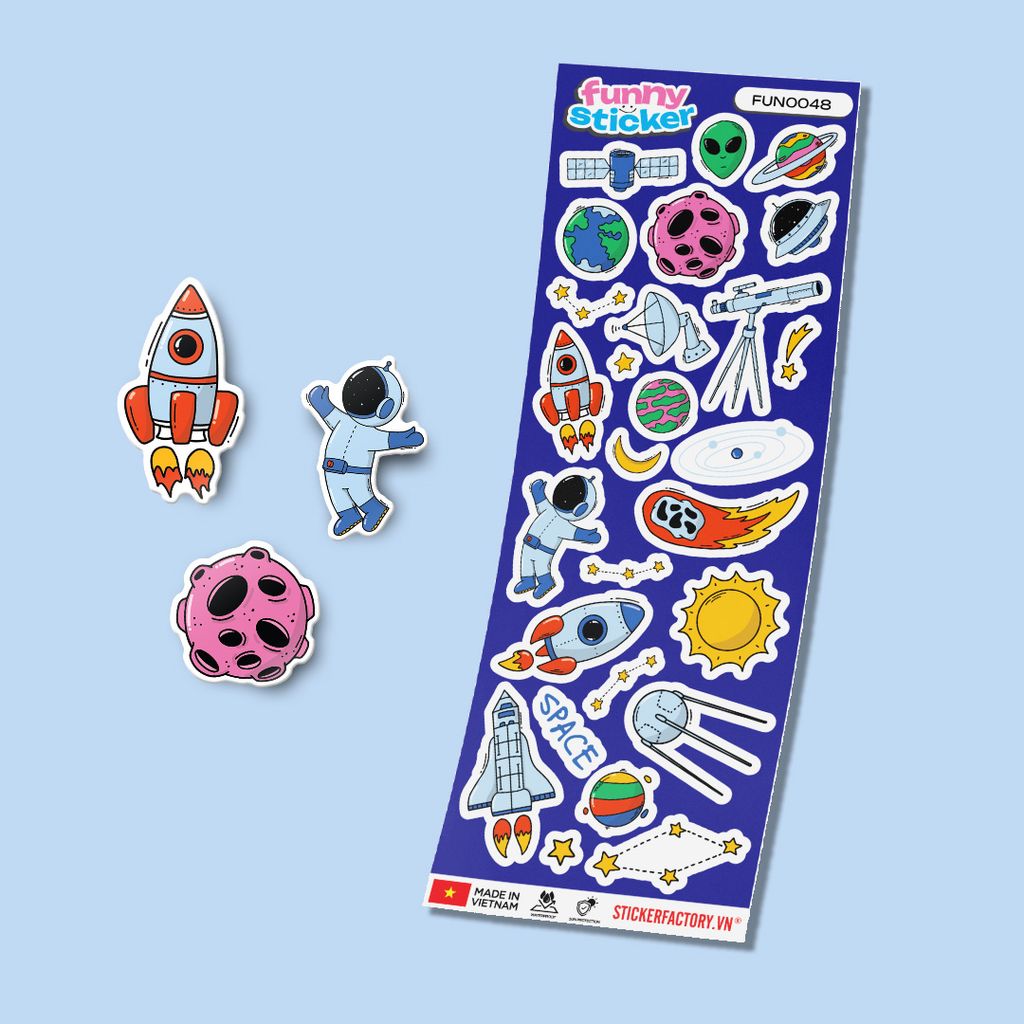 FUNNY0048 SPACE - Sticker hình dán