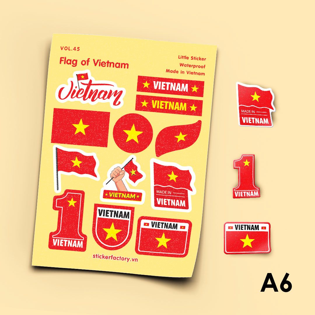 Vol.45 Flag of Vietnam - Little sticker sheet A6