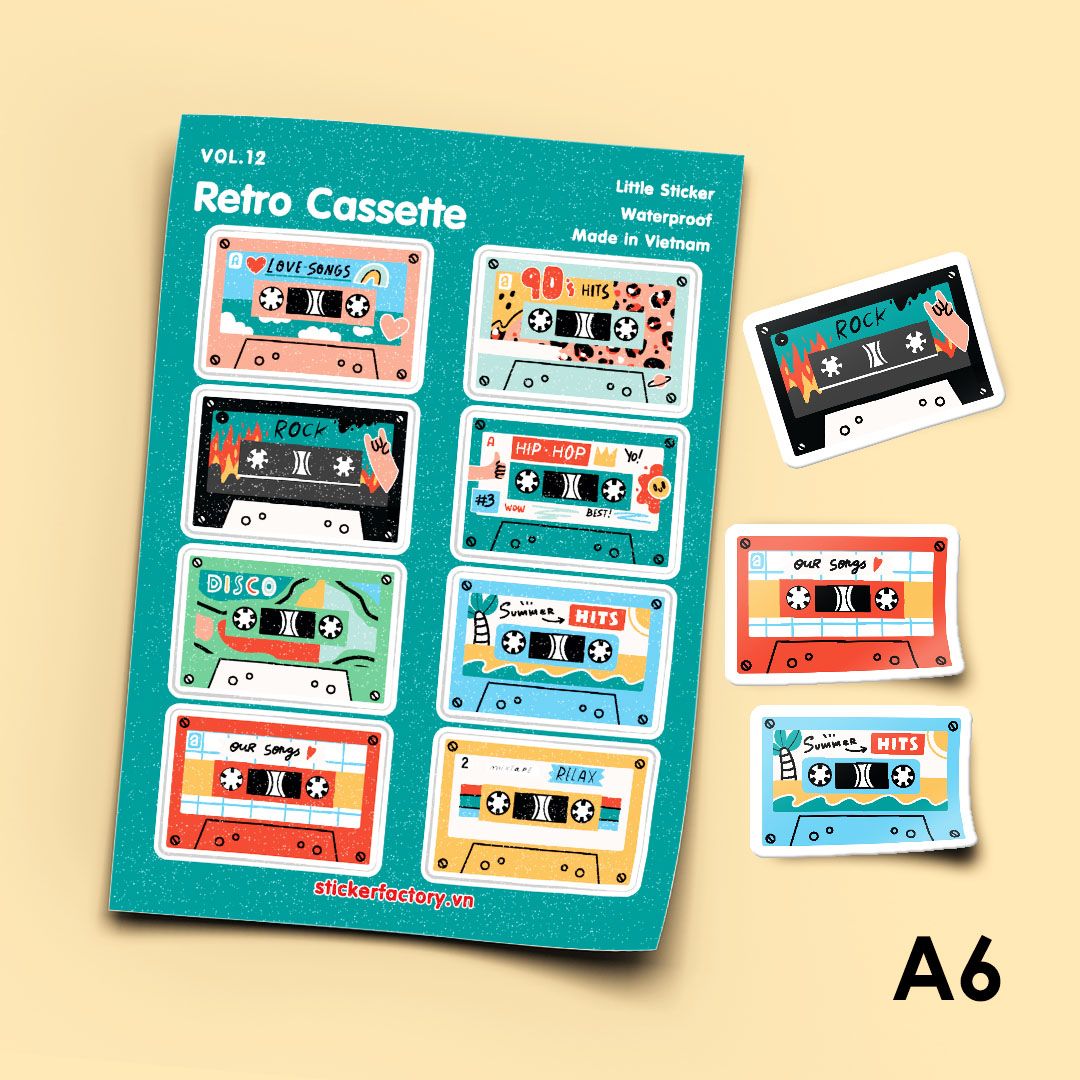 Vol.12 Retro Cassette - Little sticker sheet A6