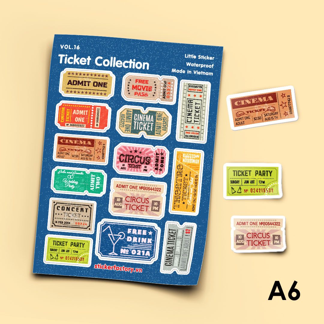 Vol.16 Ticket collection - Little sticker sheet A6