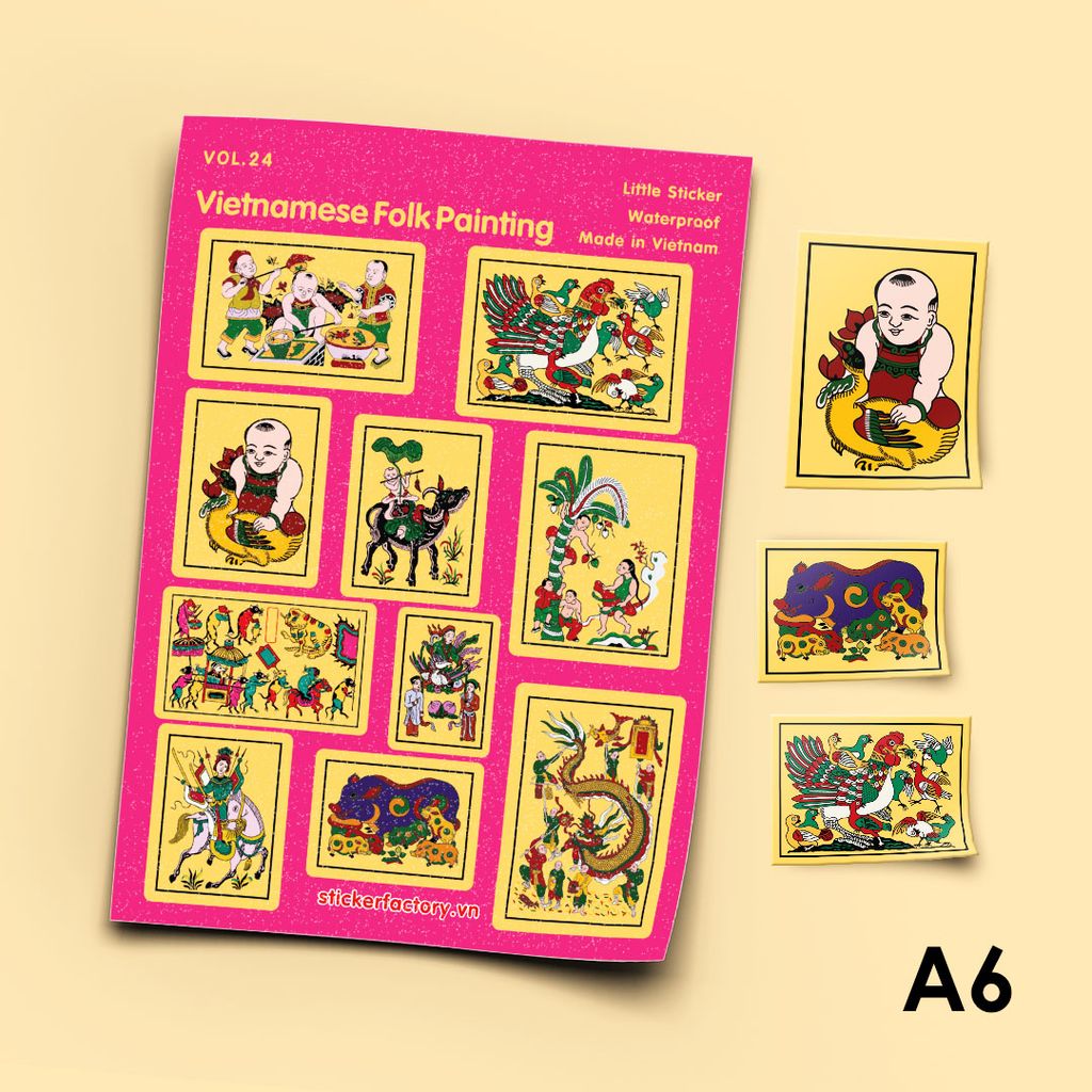  Vol.24 Vietnamese Folk Painting - Little sticker sheet A6 