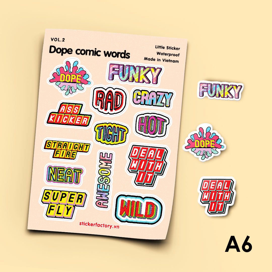 Vol.2 Dope comic words - Little sticker sheet A6