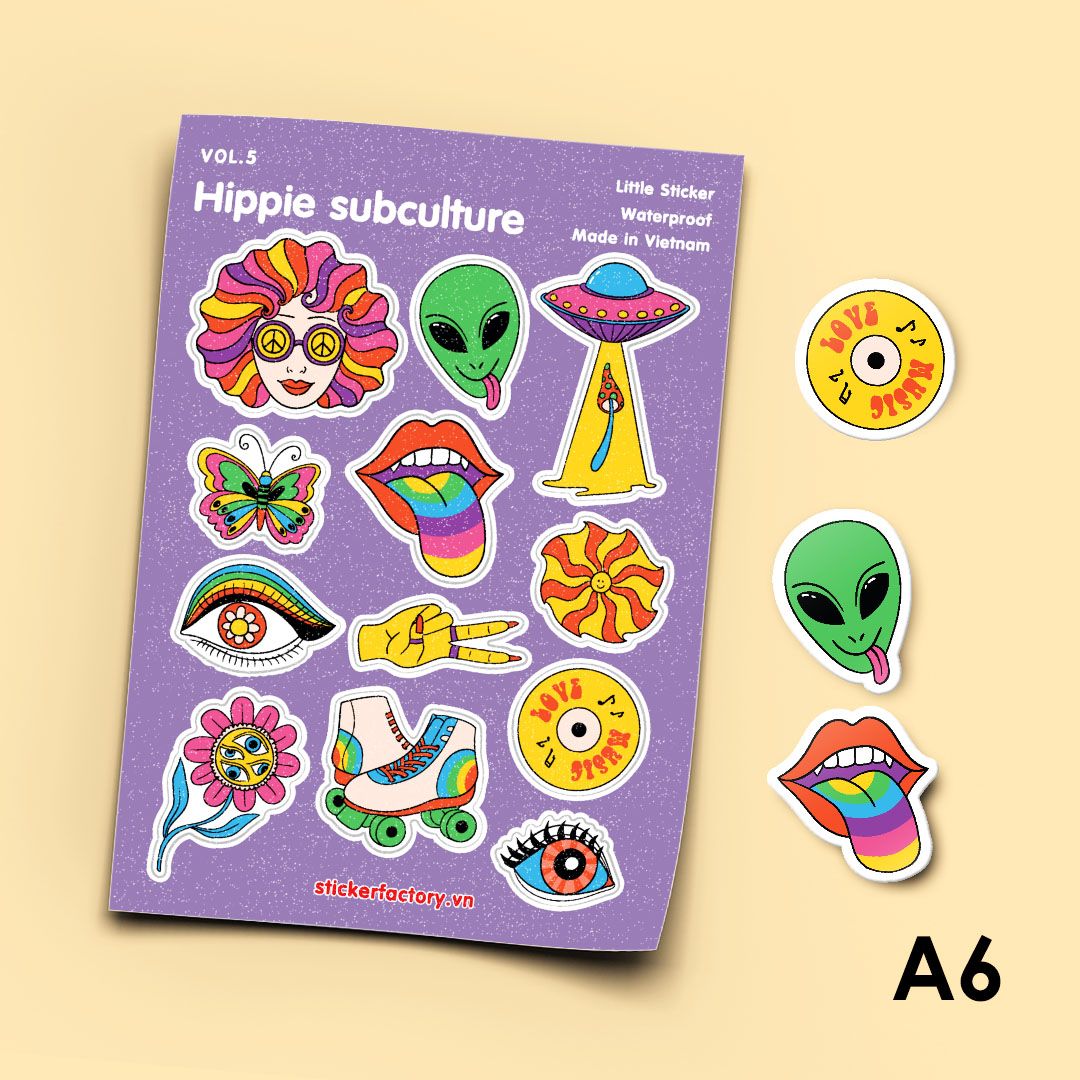 Vol.5 Hippie subculture - Little sticker sheet A6