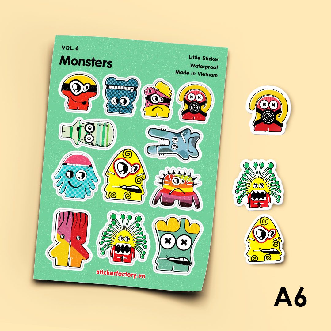 Vol.6 Monsters - Little sticker sheet A6