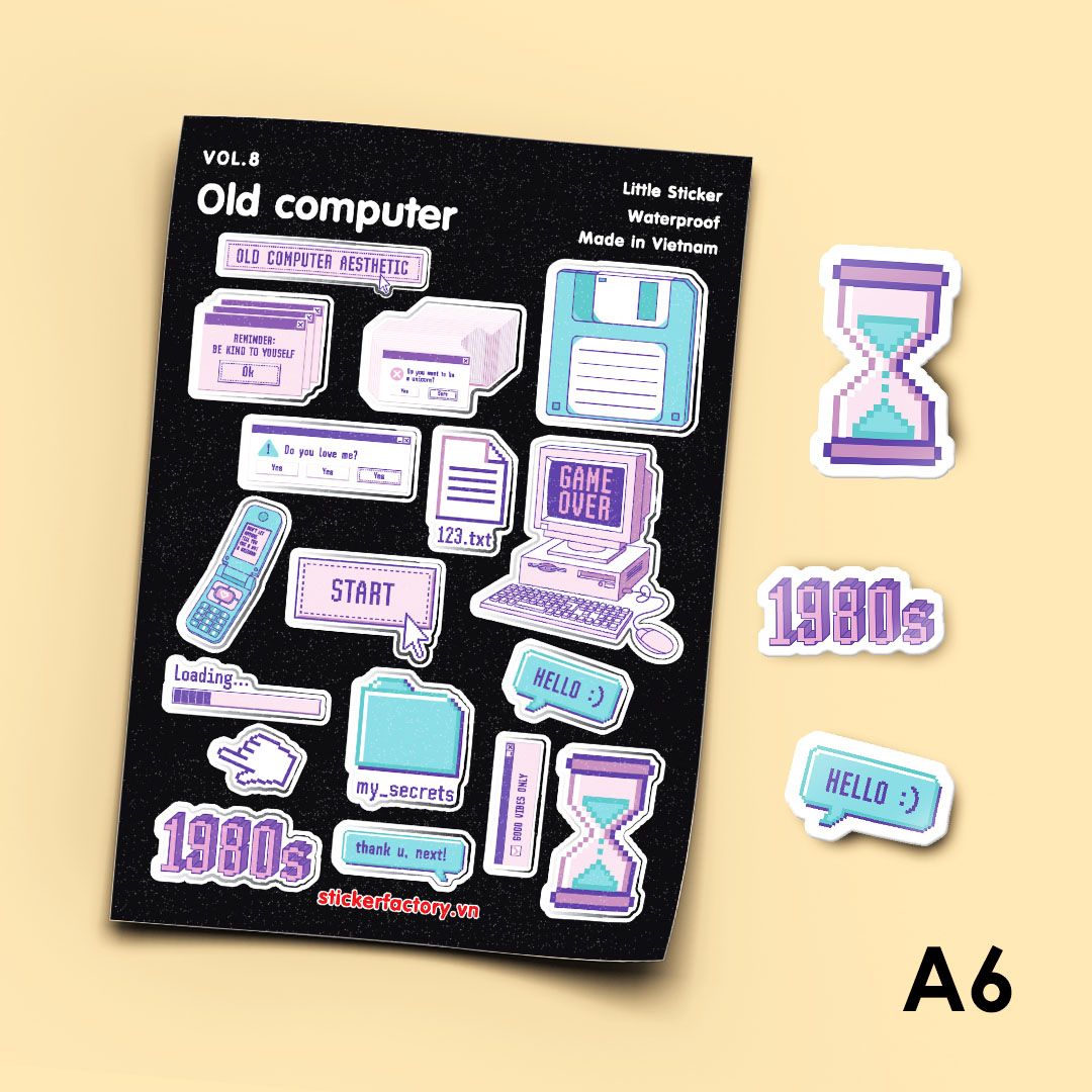 Vol.8 Old computer - Little sticker sheet A6