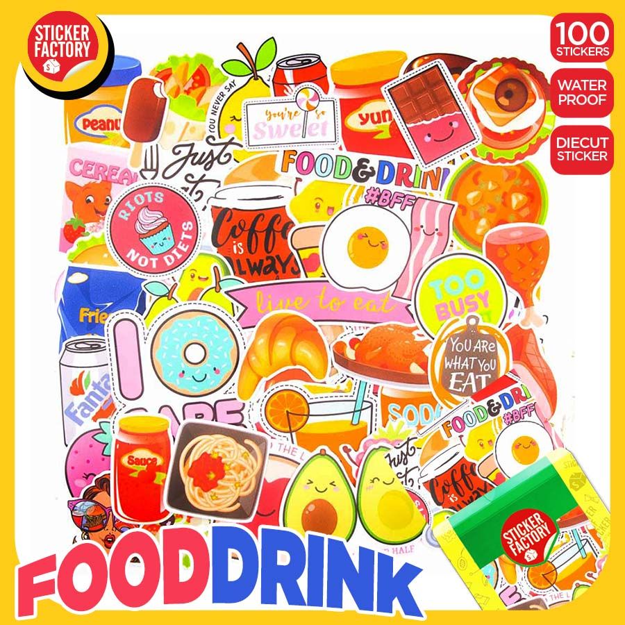 Food and drink - Set 100 sticker hình dán