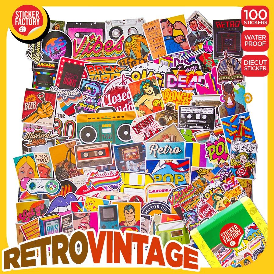 Retro Vintage cổ điển - Set 100 sticker hình dán