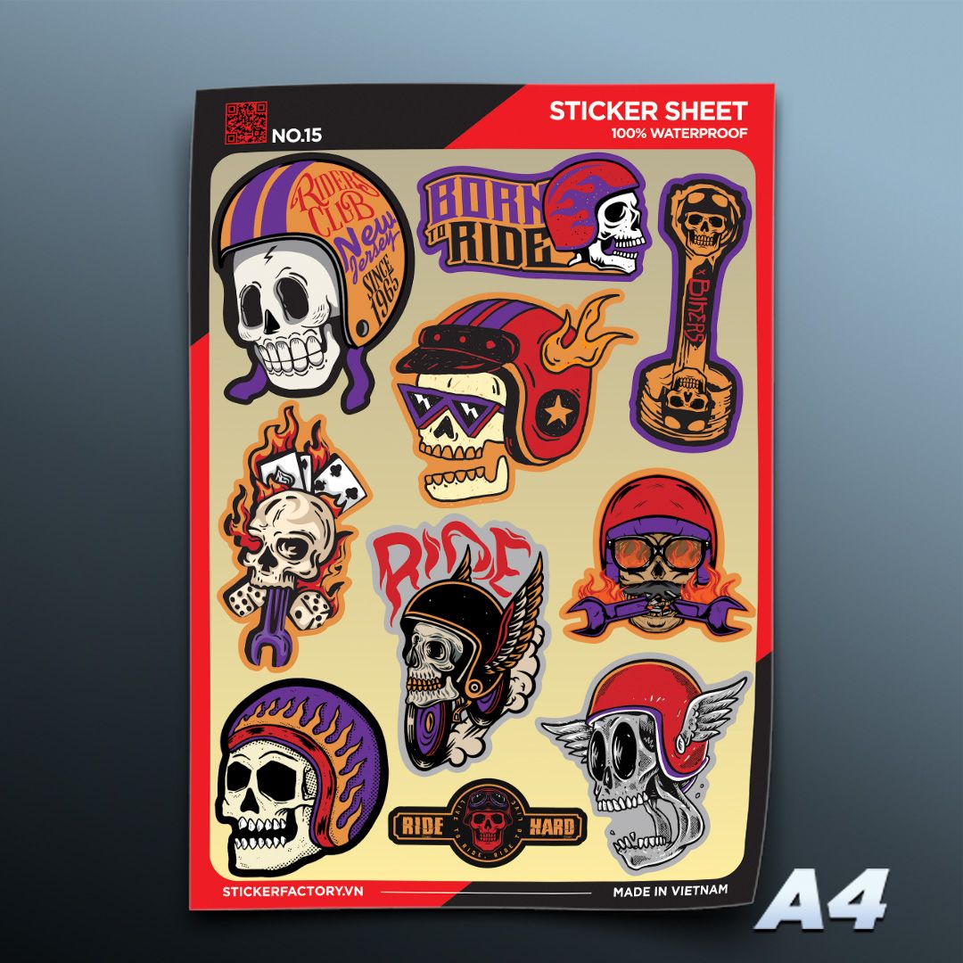 NO.15 Skull Rider - Sticker Sheet A4