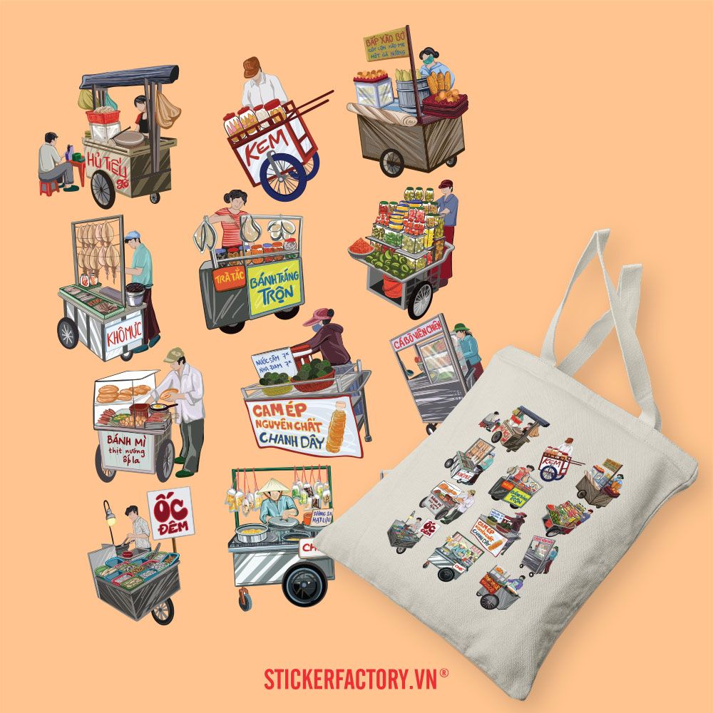 Street Vendors in Vietnam - Túi Tote Canvas Bag