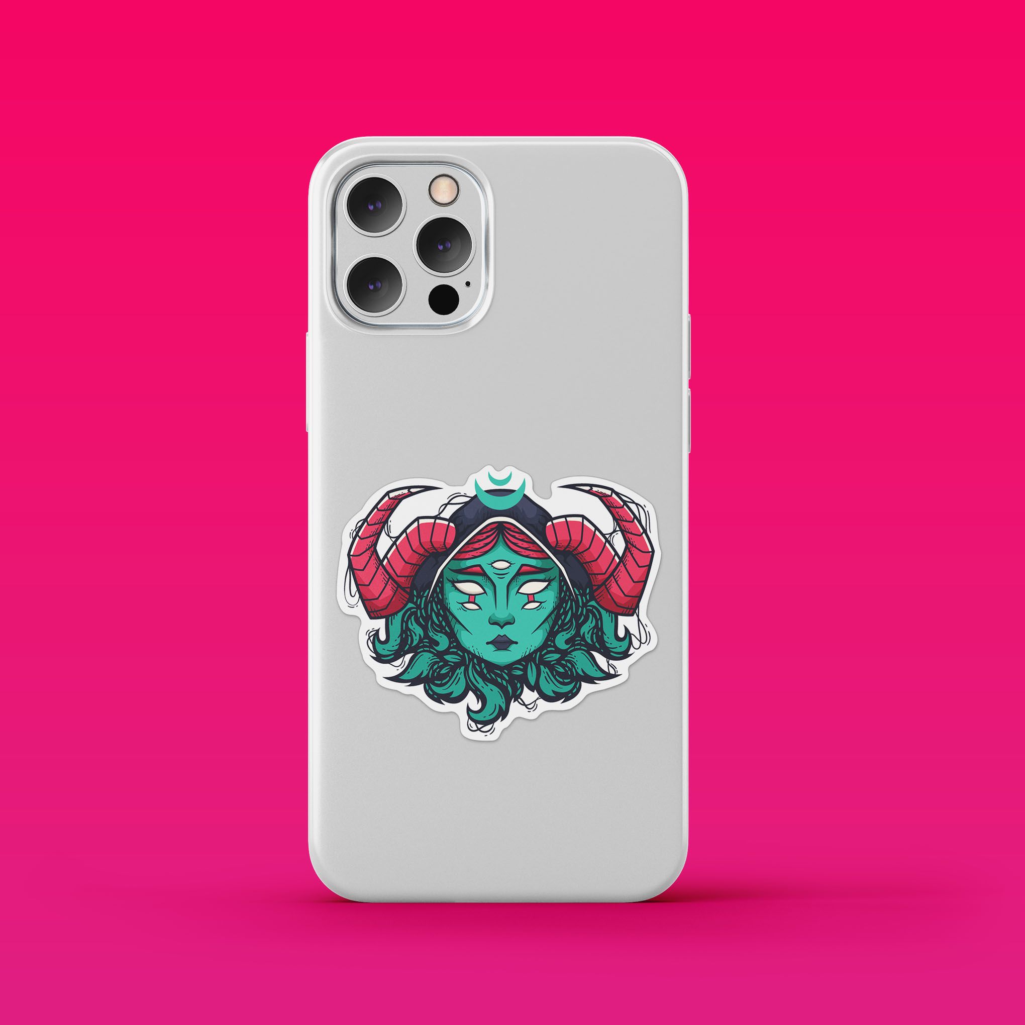 RED HORN DEMON GIRL 7cm - Sticker Die-cut hình dán cắt rời