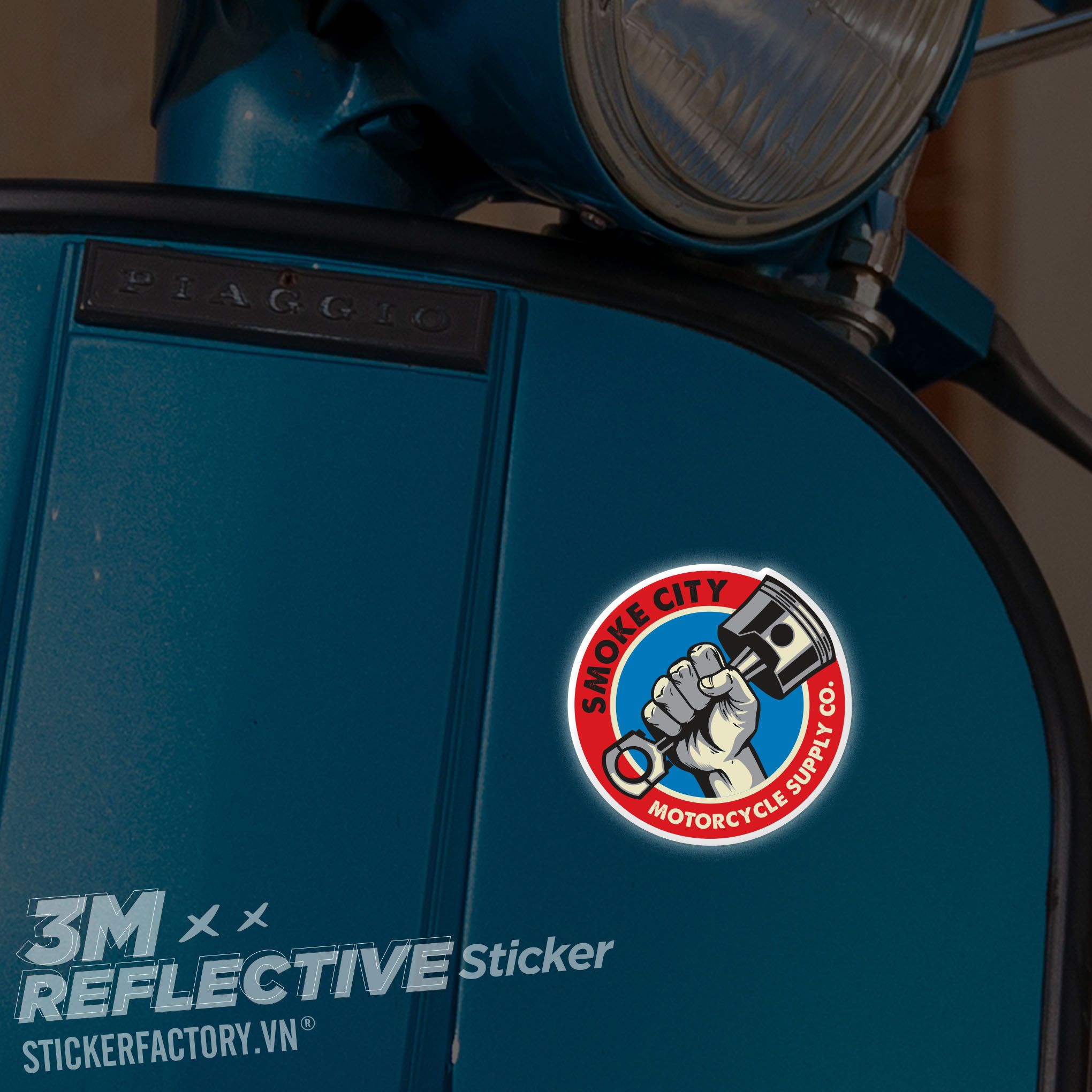 SMOKE CITY MOTORCYCLE LOGO 3M - Reflective Sticker Die-cut