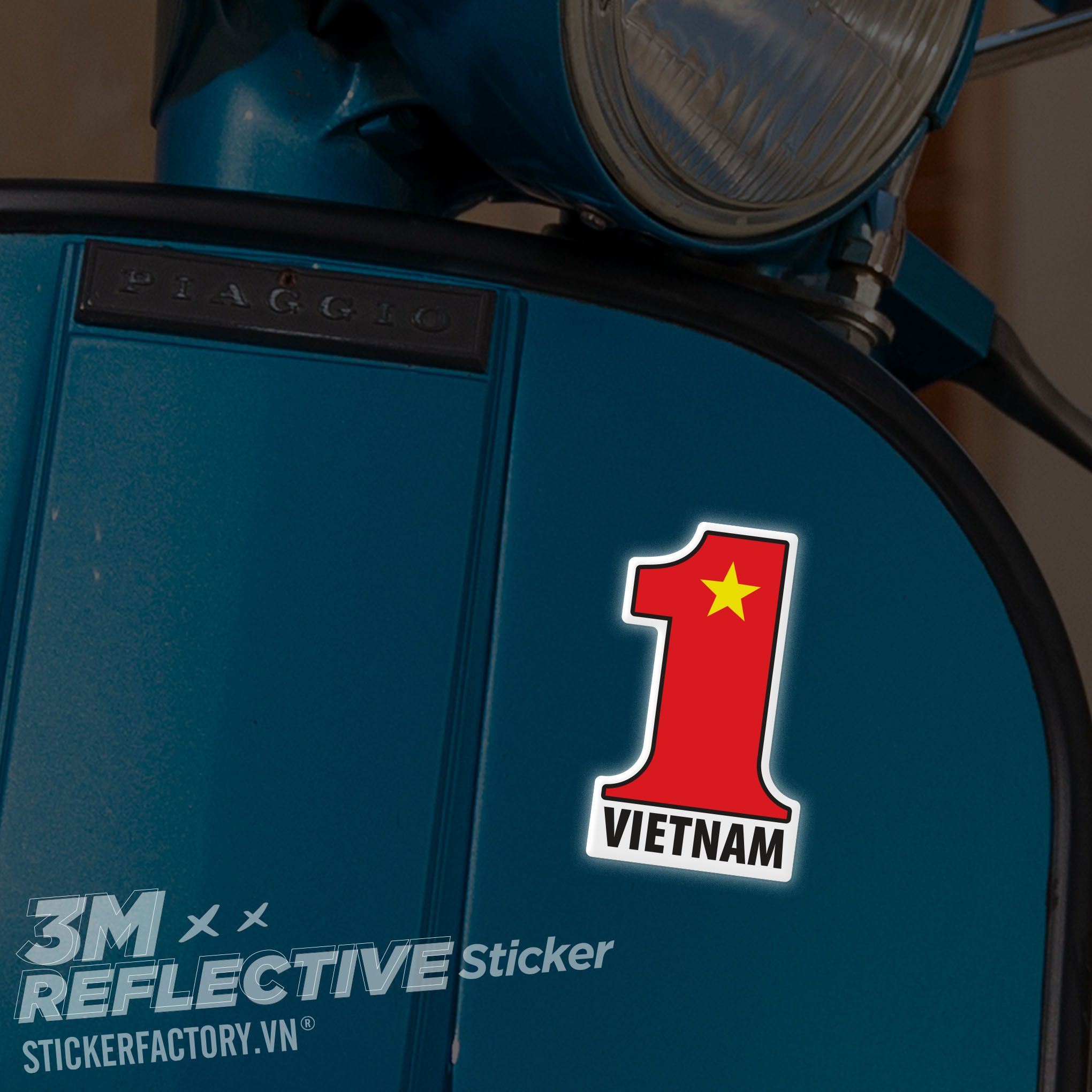 VIETNAM FLAG NUMBER 1 3M - Reflective Sticker Die-cut