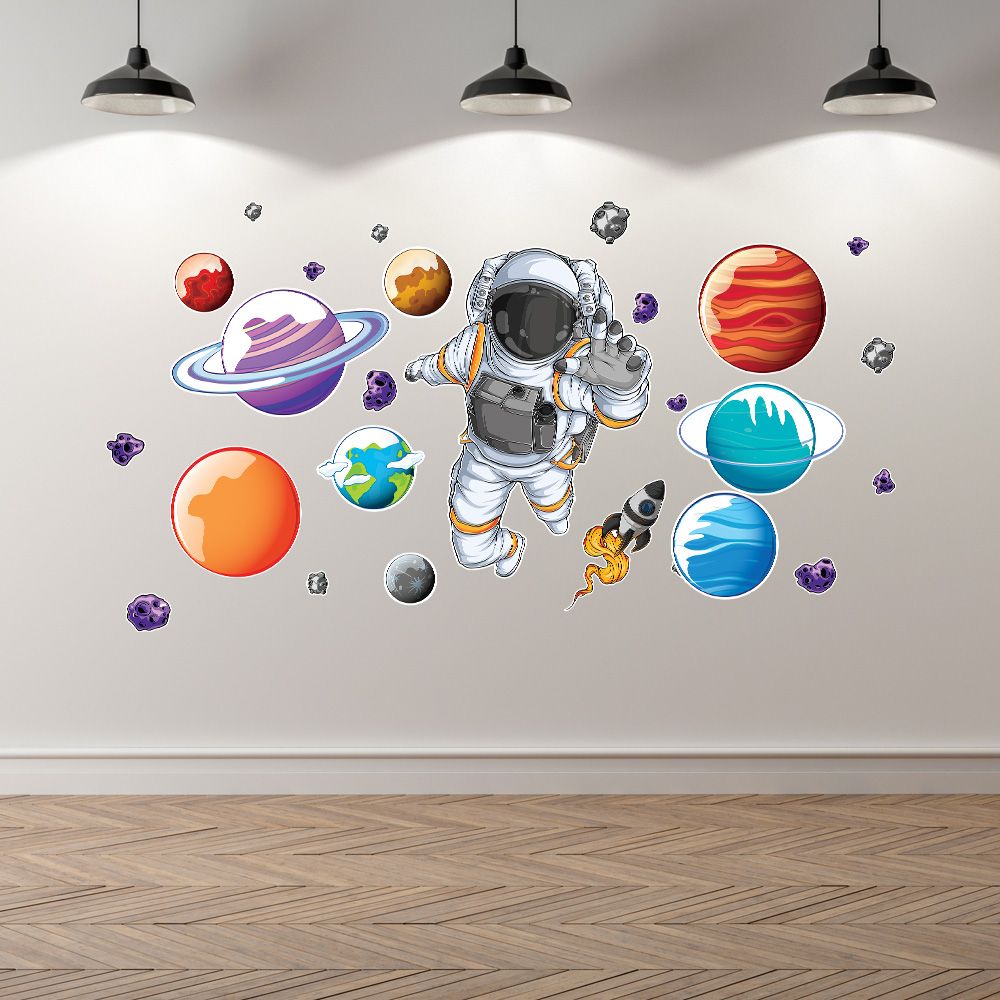 ASTRONAUT WITH PLANETS - Decoration Sticker