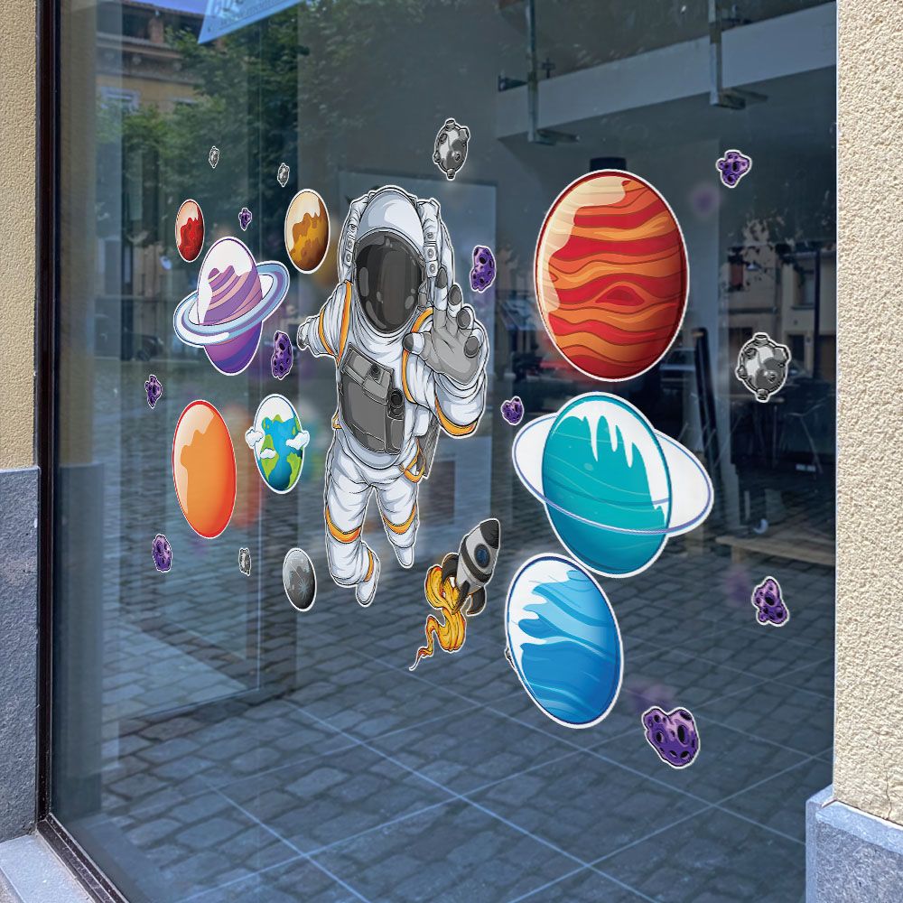 ASTRONAUT WITH PLANETS - Decoration Sticker