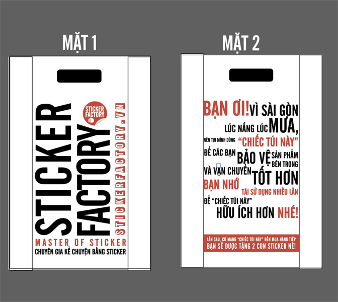 Túi PE trắng sữa in 2 màu 2 mặt - 40x60cm
