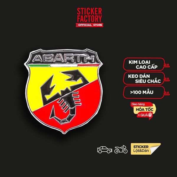 Sticker hình dán metal Bọ Cạp Abarth 3D