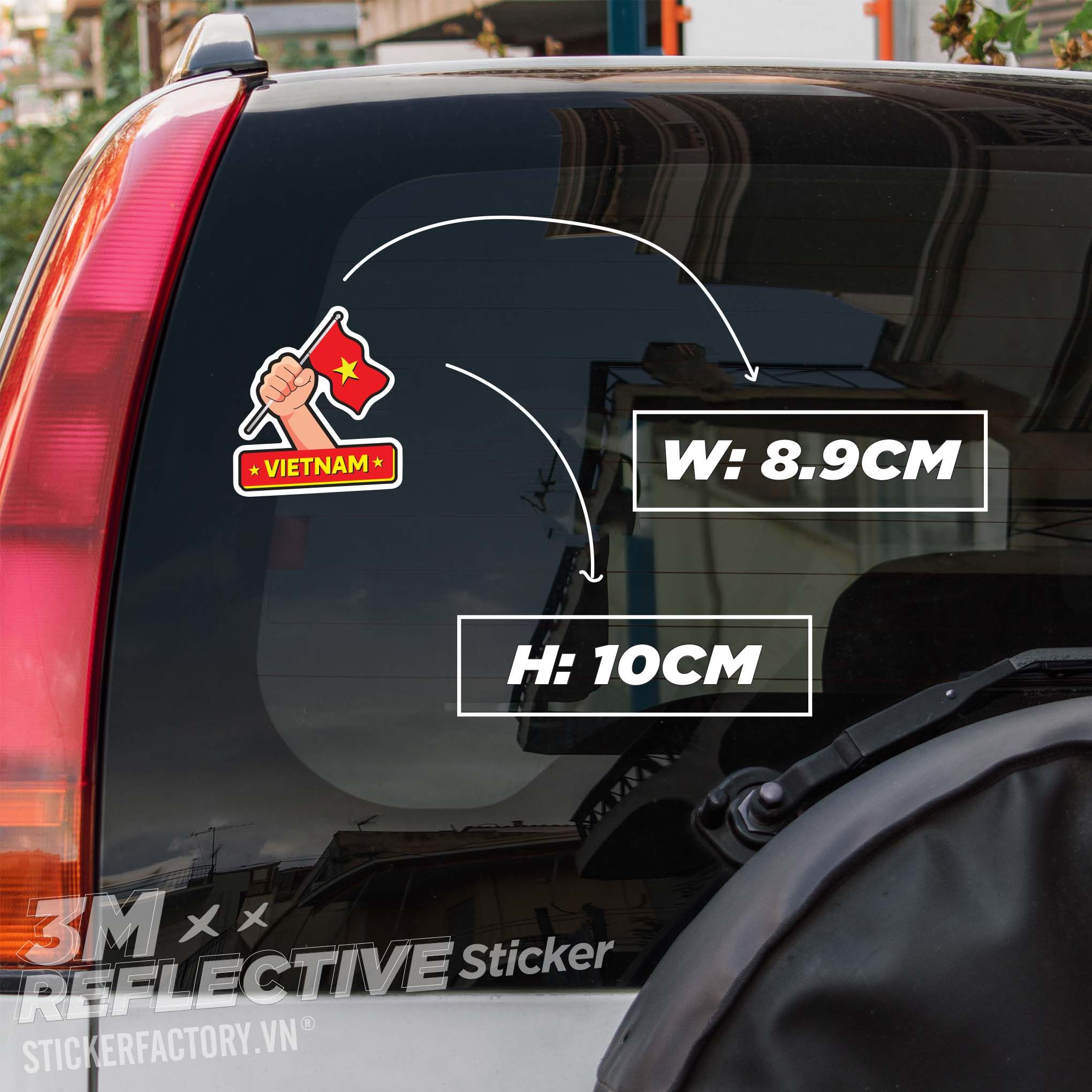 VIETNAM FLAG POWER HAND 3M - Reflective Sticker Die-cut