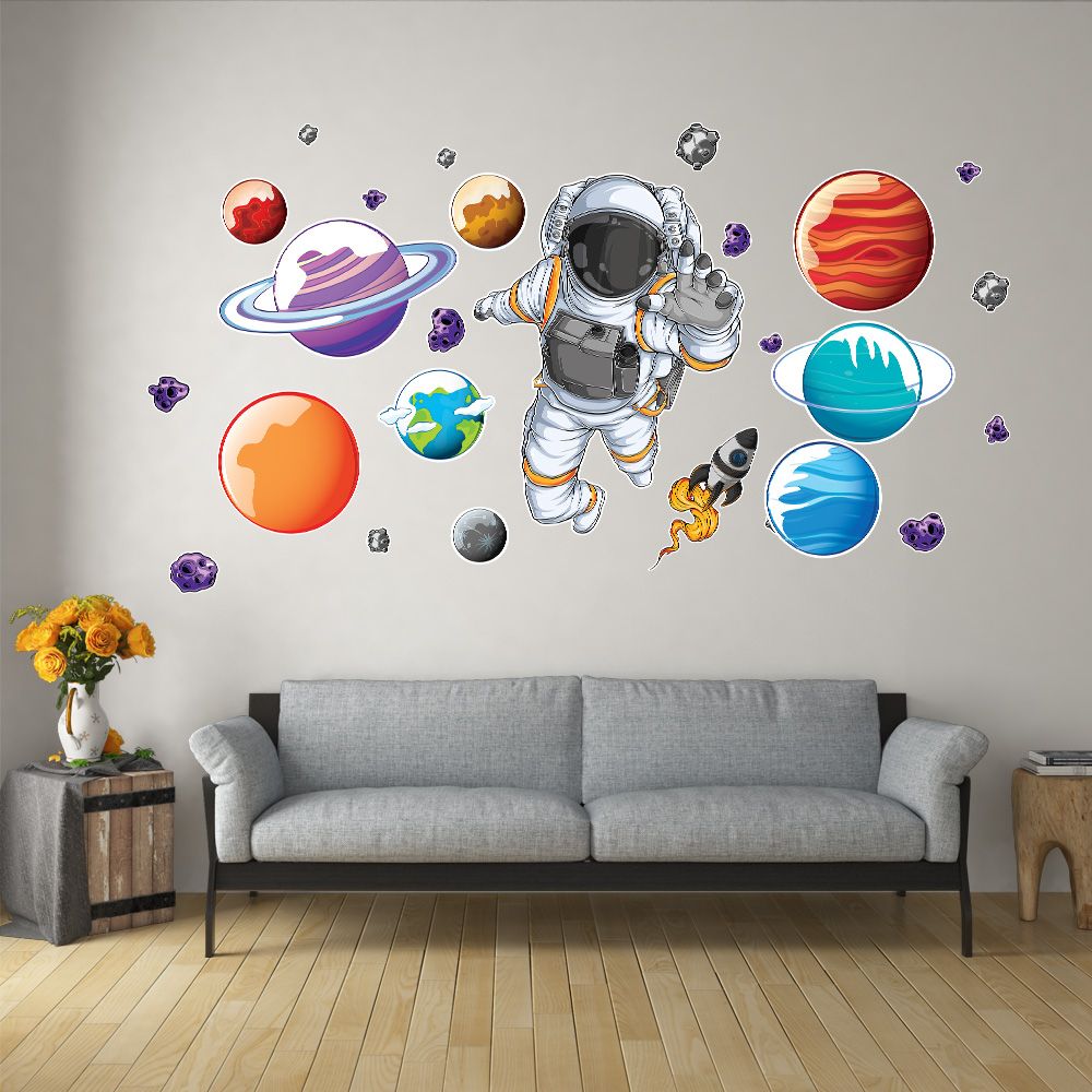 ASTRONAUT WITH PLANETS - Decoration Sticker