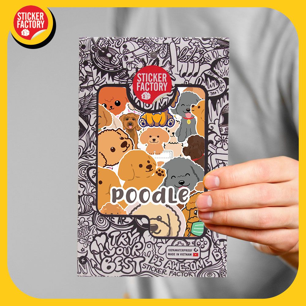 Poodle Dog - Set 30 sticker hình dán