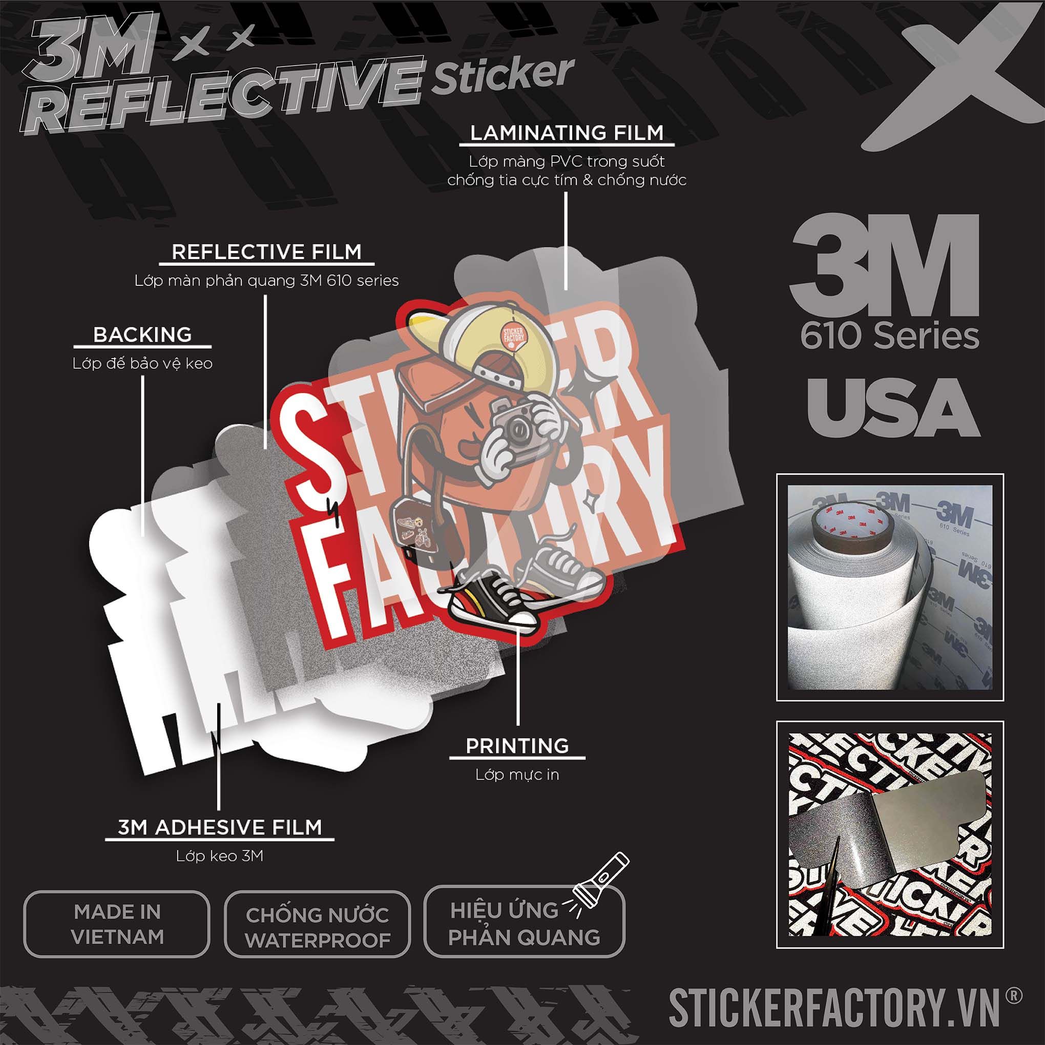 USA FLAG 3M - Reflective Sticker Die-cut
