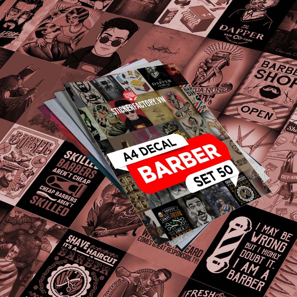 BARBER - Set 50 Poster A4 dán tường trang trí