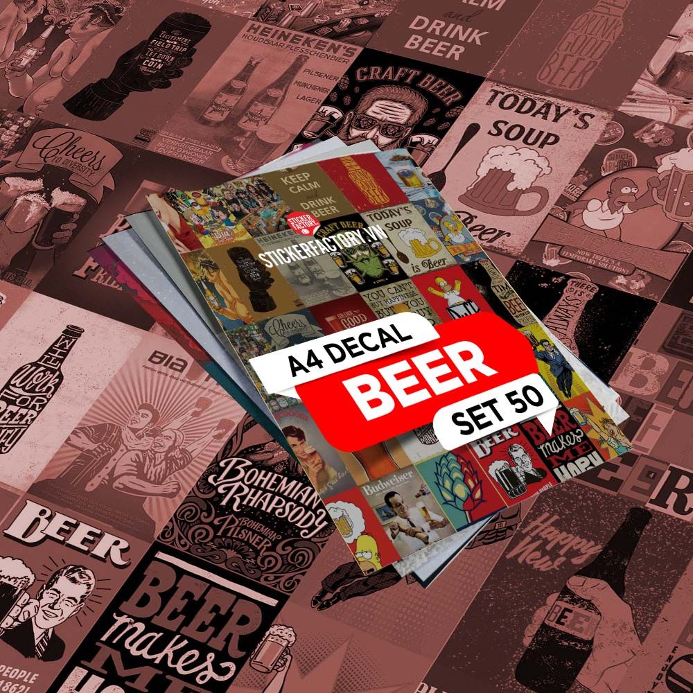 BEER - Set 50 Poster A4 dán tường trang trí