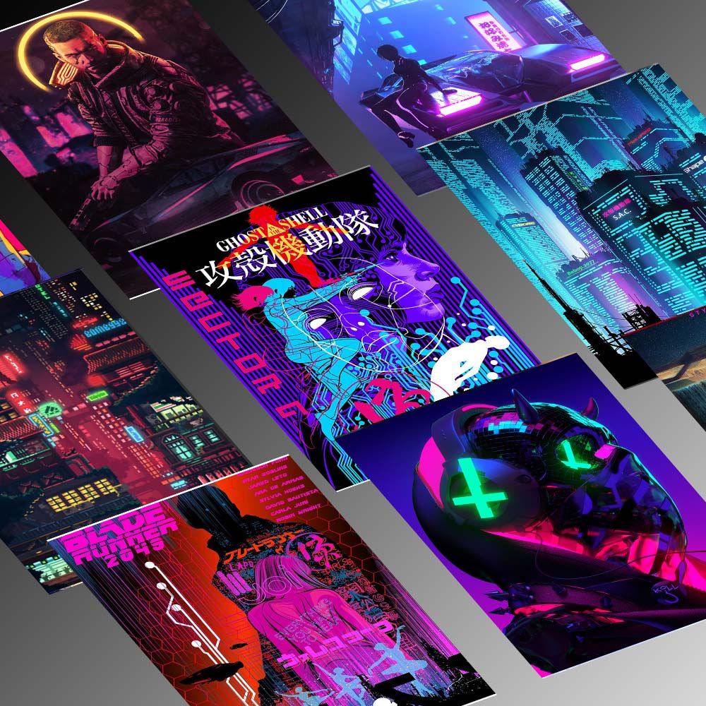 CYPERPUNK - Set 50 Poster A4 dán tường trang trí