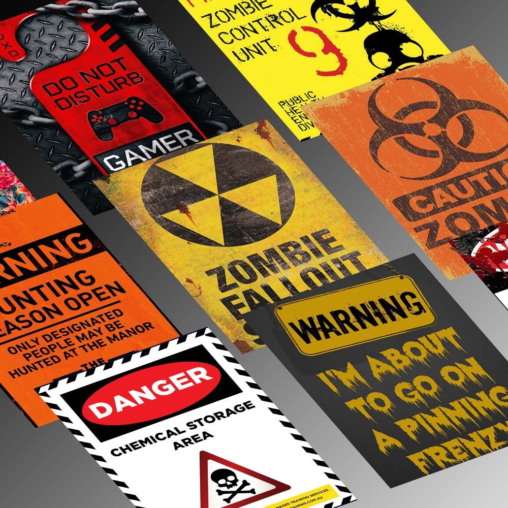 WARNING - Set 50 Poster A4 dán tường trang trí