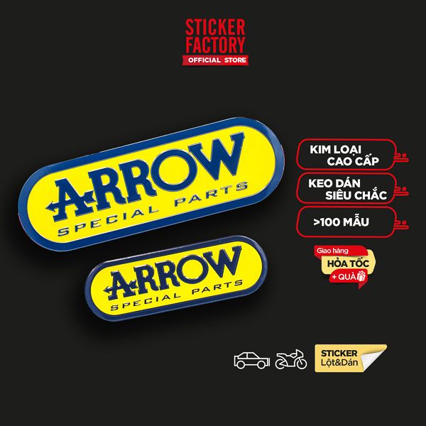 Set 2 miếng Sticker hình dán metal dán bô xe - Arrow Exhaust