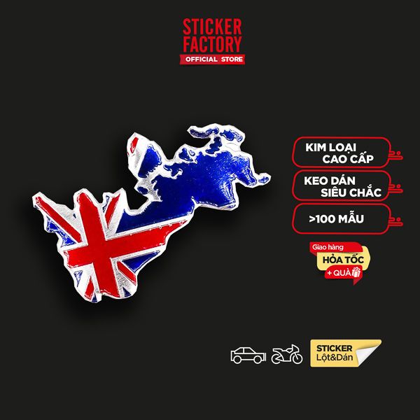 Cờ Anh England bản đồ - Sticker metal hình dán kim loại