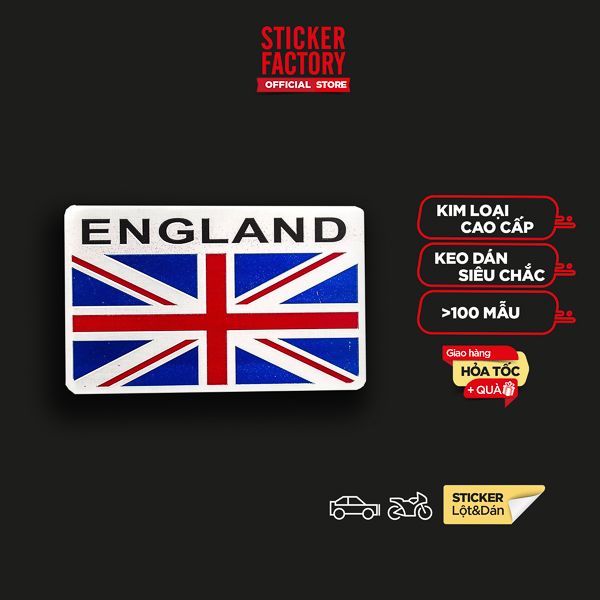 Sticker hình dán metal cờ Anh - miếng lẻ