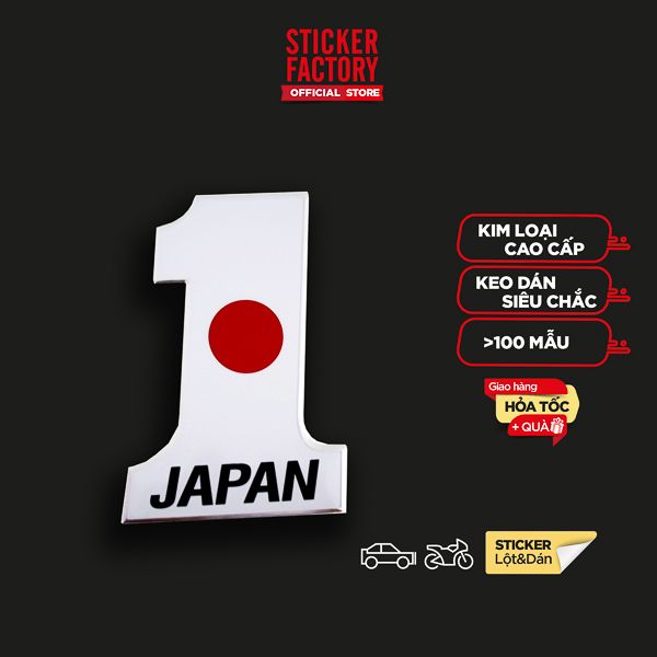 Sticker hình dán metal số 1 cờ Nhật Japan