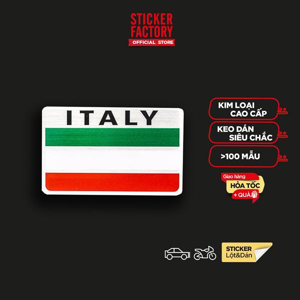 Sticker hình dán metal cờ Ý Italia - miếng lẻ