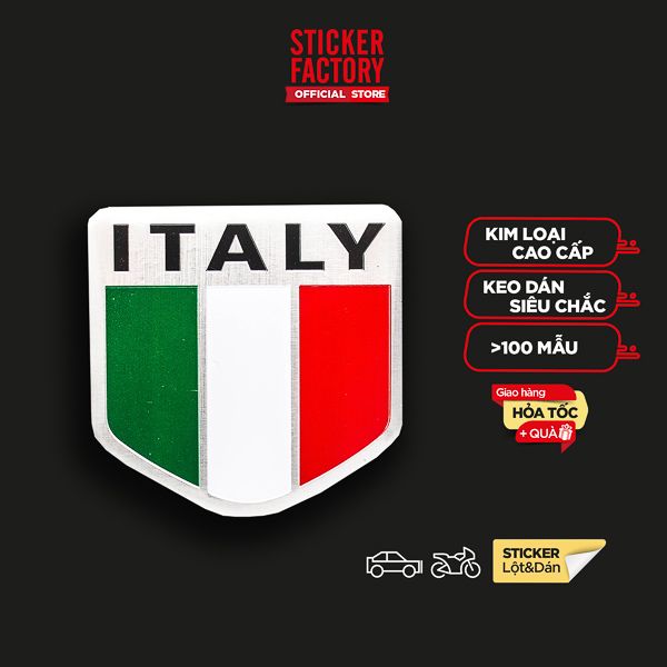 Sticker hình dán metal cờ Ý Italia - miếng lẻ