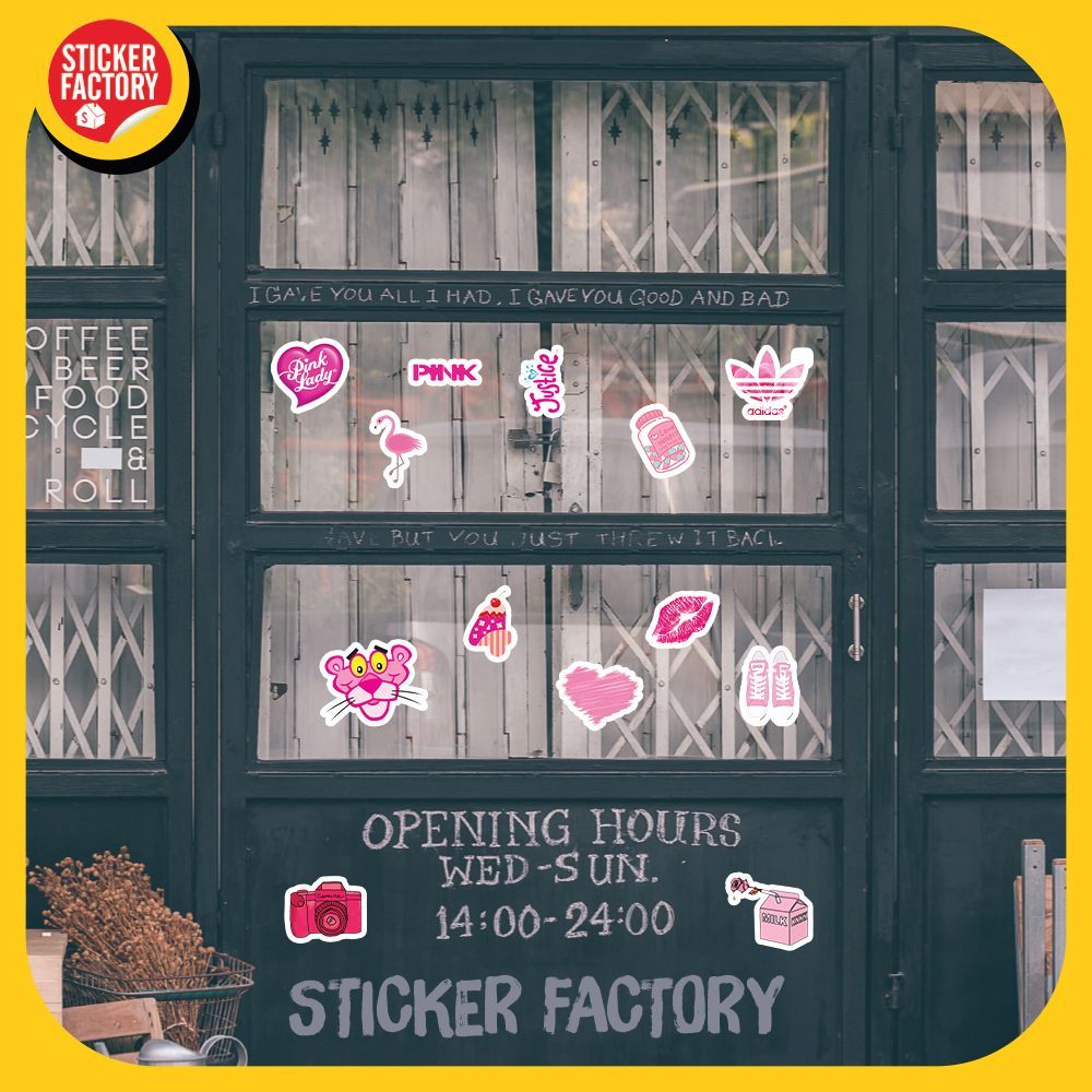 Pink màu hồng - Set 100 sticker hình dán